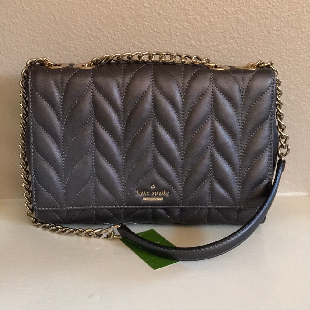 kate spade gunmetal purse crossbody shoulder bag